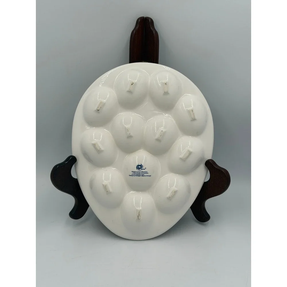 RP Home Deviled Egg Platter White Ceramic 12 Slot Portugal 9.5